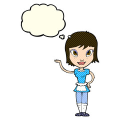 cartoon maid with thought bubble