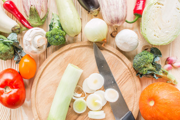preparing vegetables before baking top view
