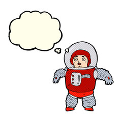 cartoon space man with thought bubble
