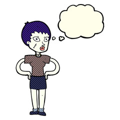 cartoon halloween girl with thought bubble