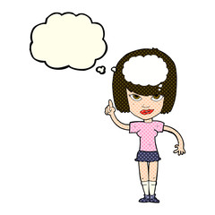 cartoon woman with idea with thought bubble