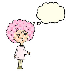 cartoon old lady with thought bubble