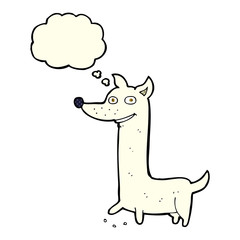 funny cartoon dog with thought bubble