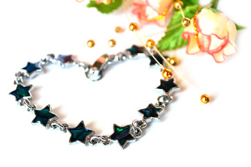 Abalone shell bracelet on white background