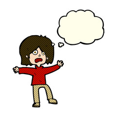 cartoon unhappy person with thought bubble