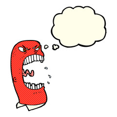 cartoon furious man shouting with thought bubble