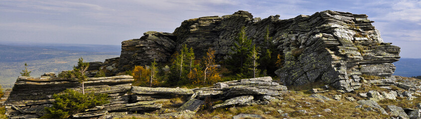 Panorama. The autumn mountain landscape