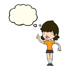 cartoon woman with idea with thought bubble