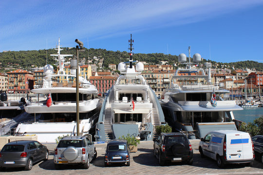Luxury yachts in the port of Nice