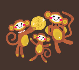 Monkey family with dollar.