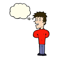 Obraz premium cartoon happy man with thought bubble