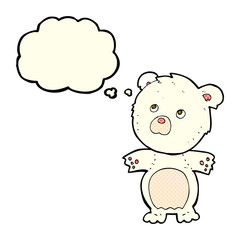 cartoon funny teddy bear with thought bubble