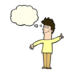 cartoon man with idea with thought bubble