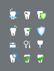 Flat dental icons vector set
