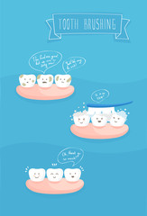 teeth comics about brushing, vector