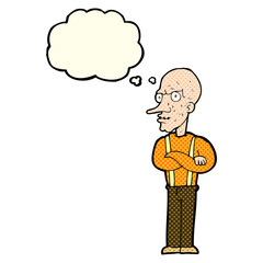 cartoon mean old man with thought bubble