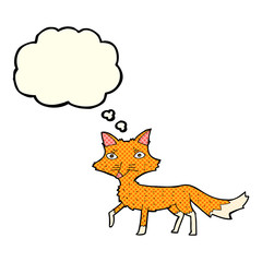 cartoon little fox with thought bubble