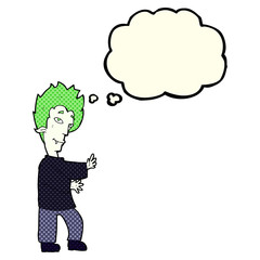 cartoon vampire with thought bubble