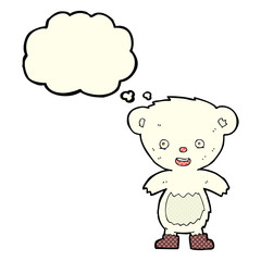 cartoon polar bear cub with thought bubble