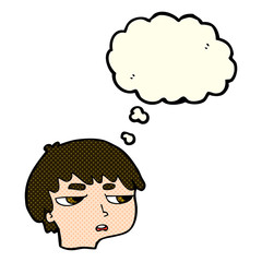 cartoon annoyed boy with thought bubble