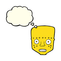 cartoon robot head with thought bubble