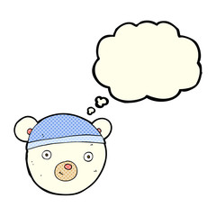 cartoon polar bear face with thought bubble