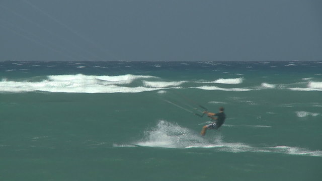 Cabarete beach kite surfer wi nice surf riding