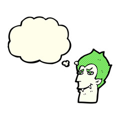cartoon vampire face with thought bubble