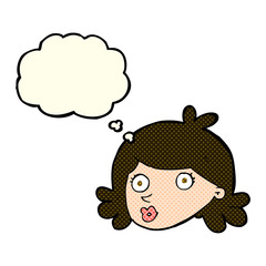 cartoon pretty face with thought bubble