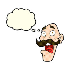cartoon frightened old man with thought bubble