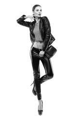Obraz premium A photo of beautiful girl is in fashion style 