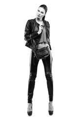 Fototapeta premium A photo of beautiful girl is in fashion style 