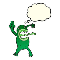 cartoon crazy frog with thought bubble