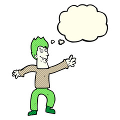 cartoon vampire with thought bubble