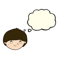 cartoon happy man with thought bubble