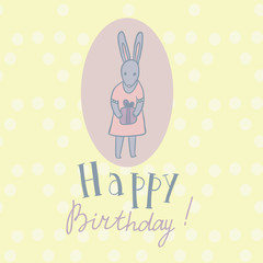 Adorable animals with presents. Birthday party vector card.