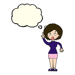 cartoon woman with idea with thought bubble
