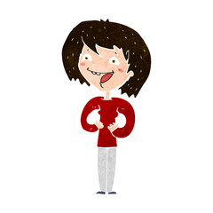 cartoon excited woman