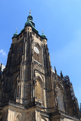 Obraz premium St. Vitus Cathedral steeple in Prague Castle
