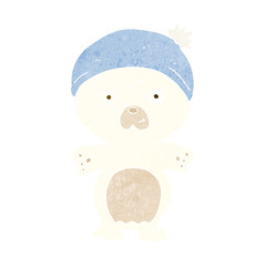 cartoon cute polar bear in hat