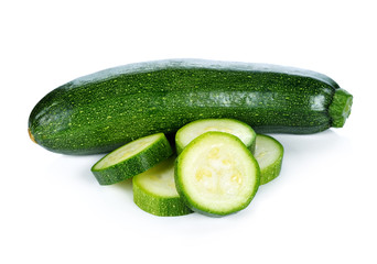 green zucchini vegetables isolated on white