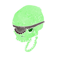 cartoon spooky skull with eye patch
