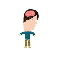 cartoon man with brain symbol