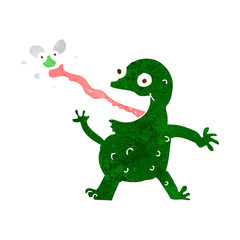 Obraz premium cartoon frog catching fly