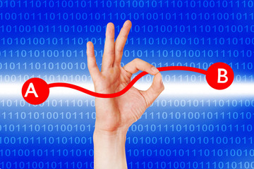 Hand holding A to B before number code