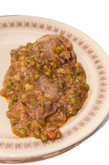 Cooked green peas and chicken liver