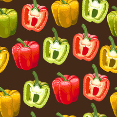 Peppers of different colors seamless
