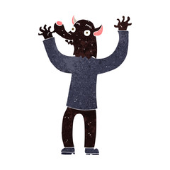 cartoon happy werewolf man