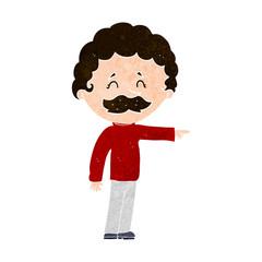 cartoon man with mustache pointing