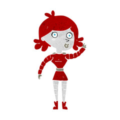 cartoon robot woman waving